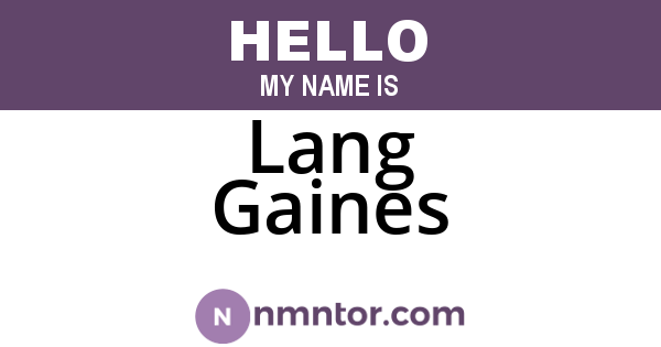 Lang Gaines