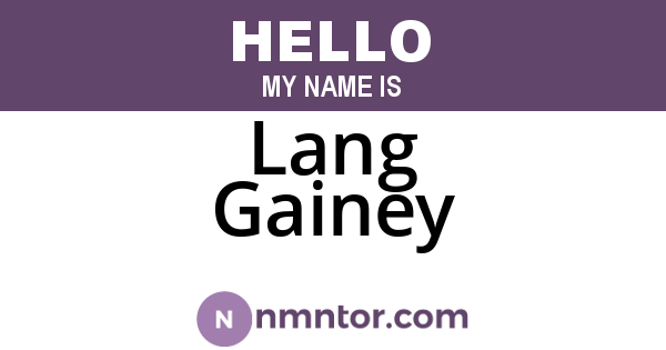 Lang Gainey