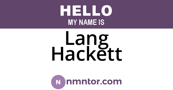Lang Hackett