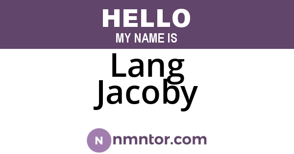 Lang Jacoby