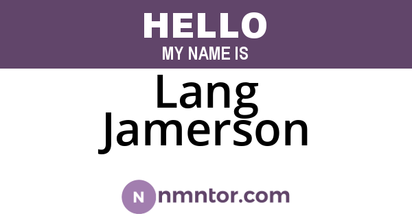 Lang Jamerson