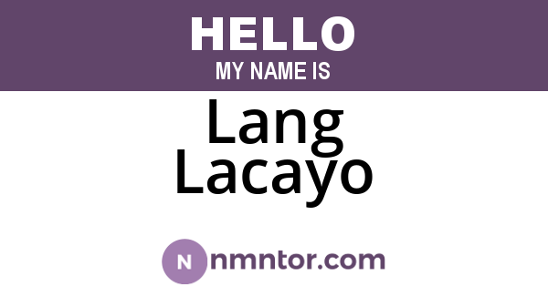 Lang Lacayo