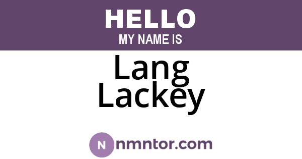 Lang Lackey