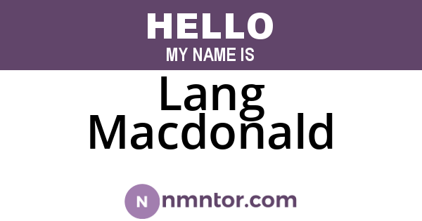 Lang Macdonald