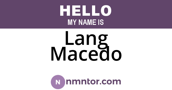 Lang Macedo