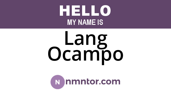 Lang Ocampo