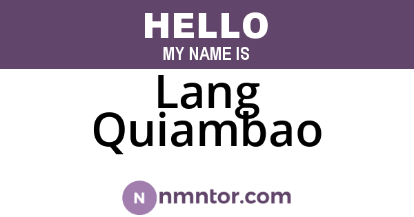 Lang Quiambao