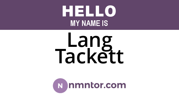 Lang Tackett