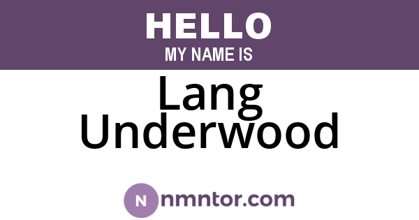 Lang Underwood