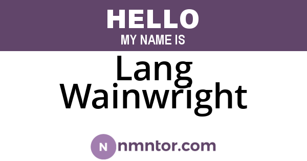Lang Wainwright