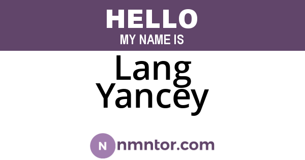 Lang Yancey