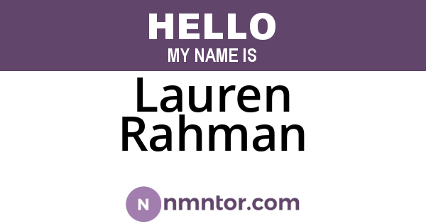 Lauren Rahman