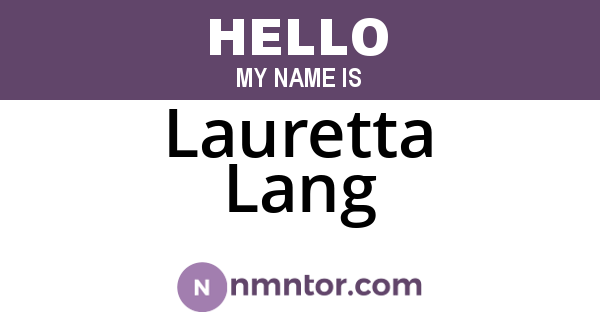 Lauretta Lang
