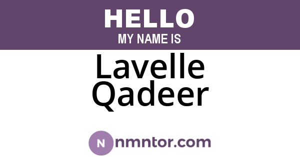 Lavelle Qadeer