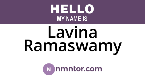 Lavina Ramaswamy