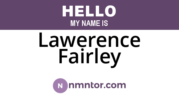 Lawerence Fairley