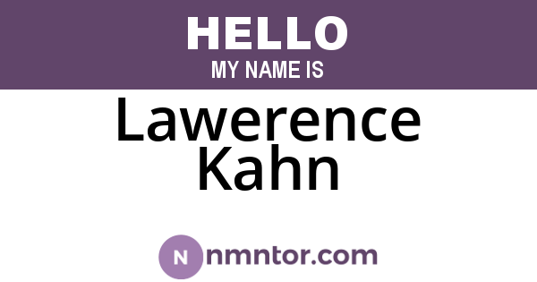 Lawerence Kahn