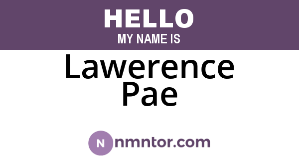 Lawerence Pae