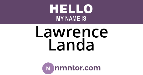 Lawrence Landa