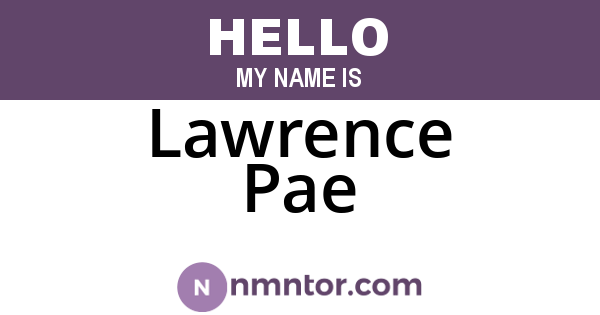 Lawrence Pae