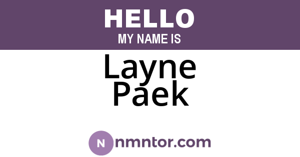 Layne Paek