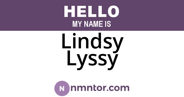 Lindsy Lyssy