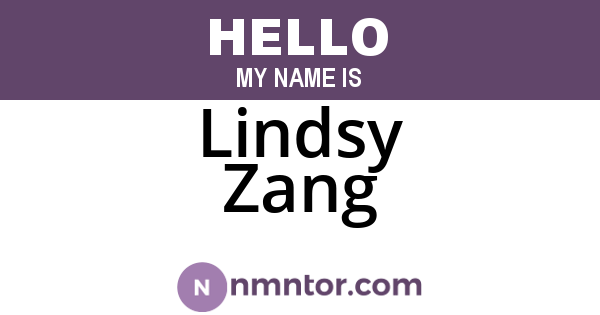 Lindsy Zang