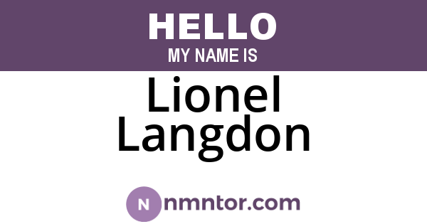 Lionel Langdon
