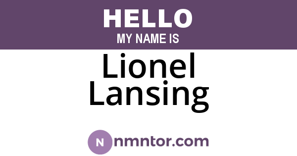 Lionel Lansing
