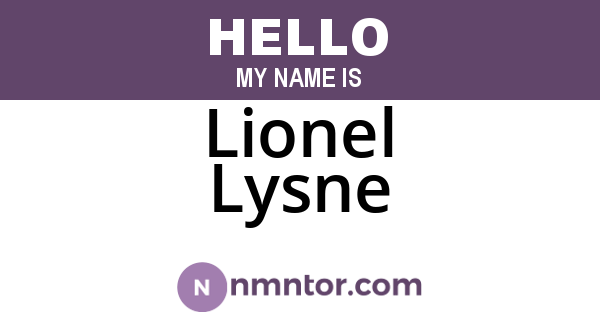 Lionel Lysne