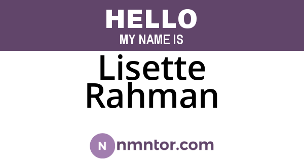 Lisette Rahman