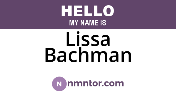 Lissa Bachman