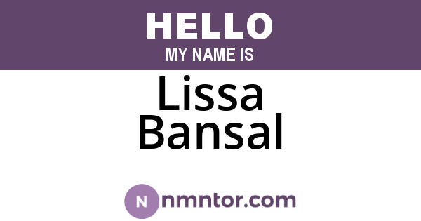 Lissa Bansal
