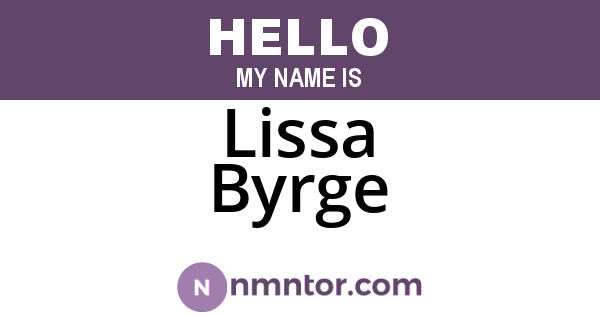 Lissa Byrge
