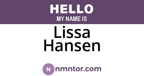 Lissa Hansen