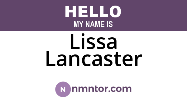 Lissa Lancaster