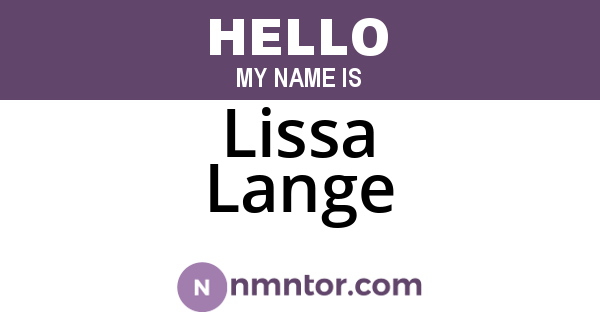Lissa Lange