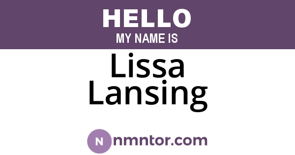 Lissa Lansing