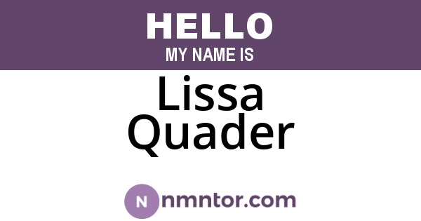 Lissa Quader