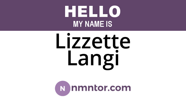 Lizzette Langi