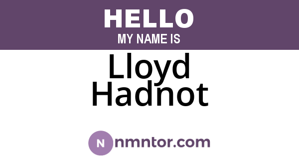 Lloyd Hadnot