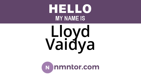 Lloyd Vaidya