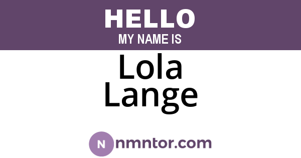 Lola Lange