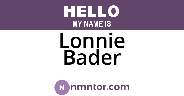 Lonnie Bader