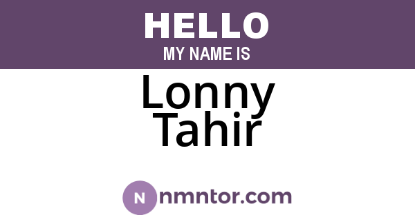 Lonny Tahir