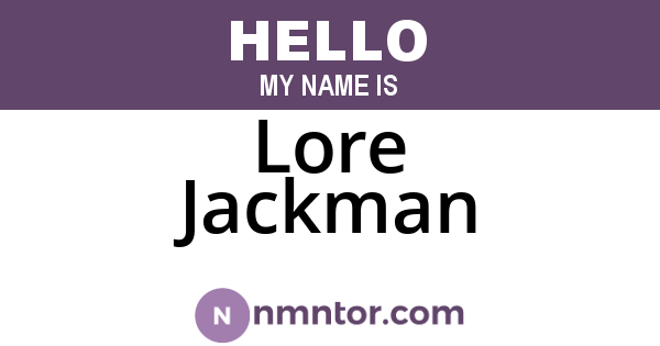 Lore Jackman
