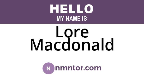 Lore Macdonald