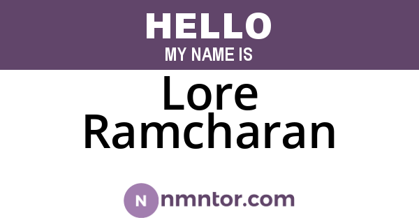 Lore Ramcharan