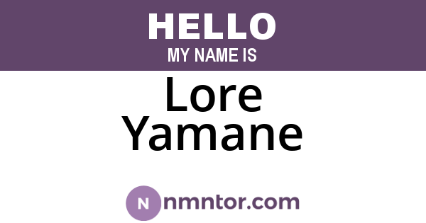 Lore Yamane