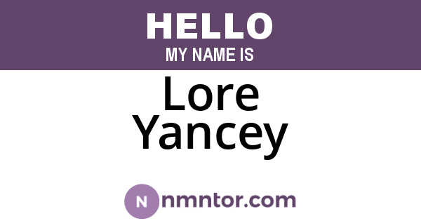 Lore Yancey